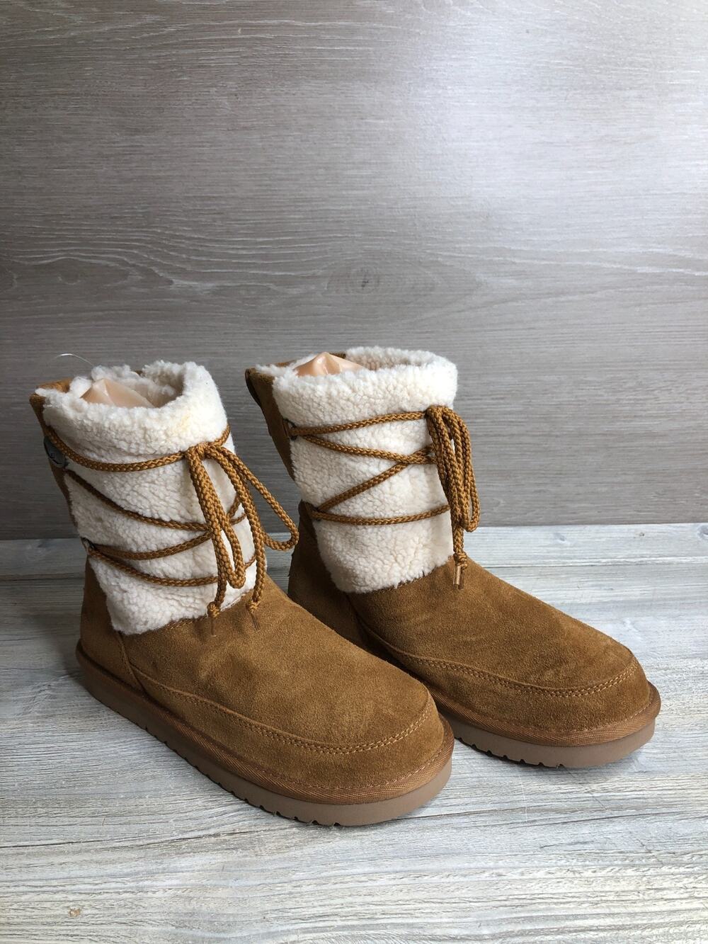 Koolaburra by UGG Women's Michon 1121499 Short Fur Boots Tan Bootlace Size 6